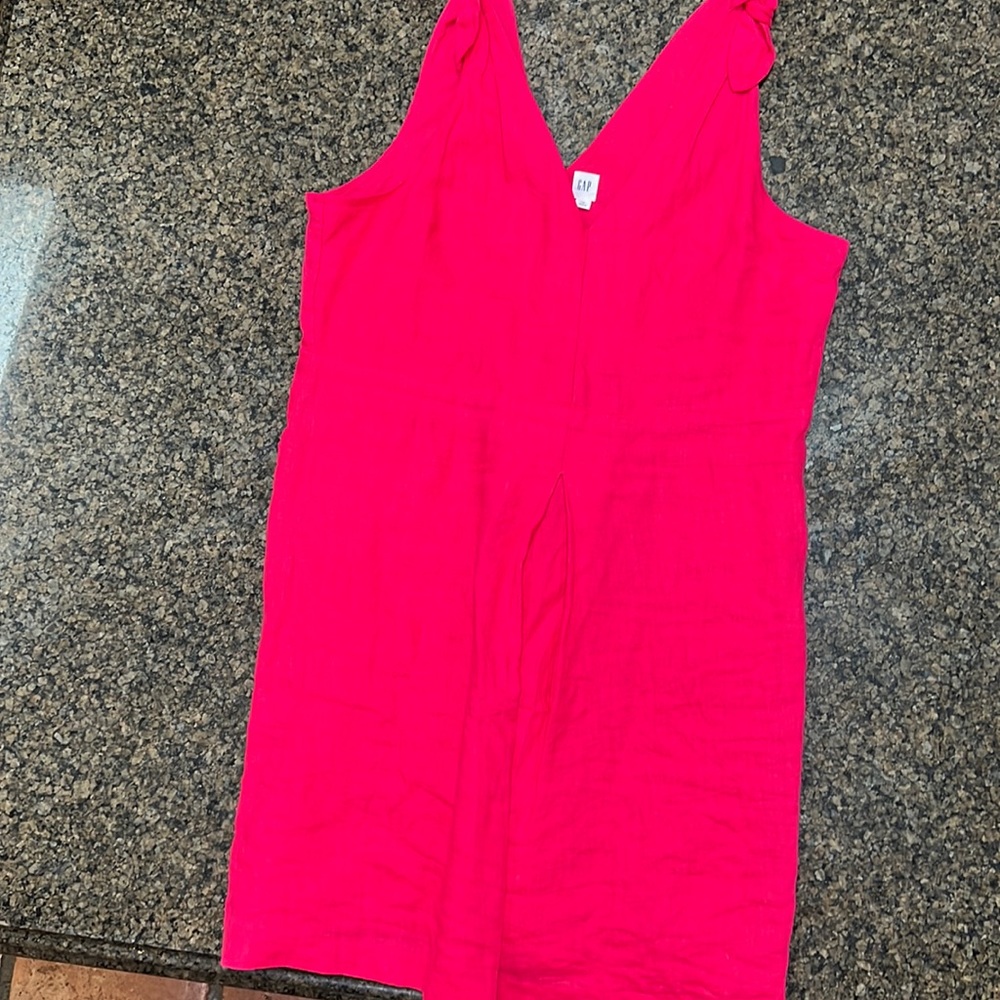 Fuchsia linen summer dress with cotton lining